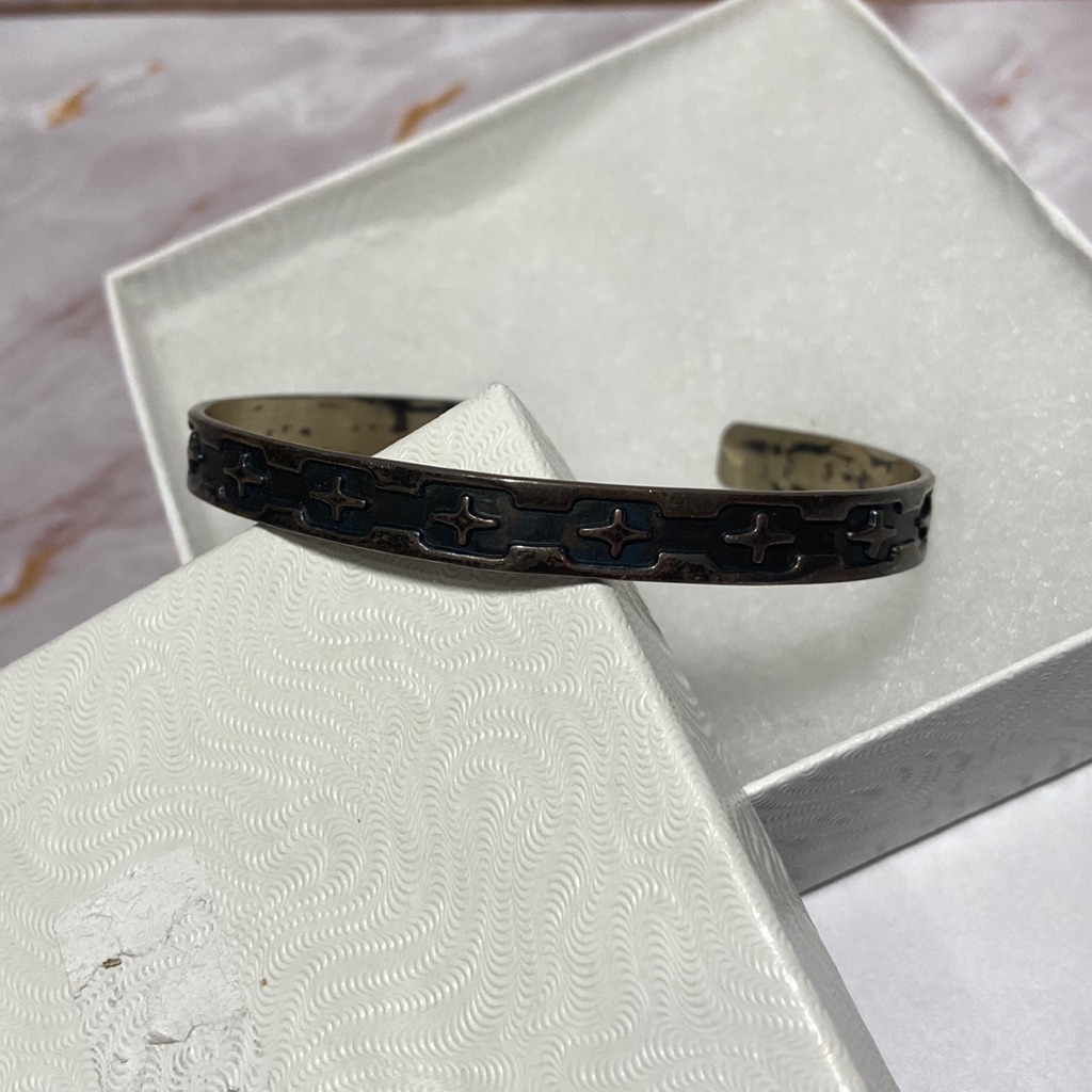 Hand Crafted In Mexico Stainless Steel Cross Bangle Bracelet Ts-74 925